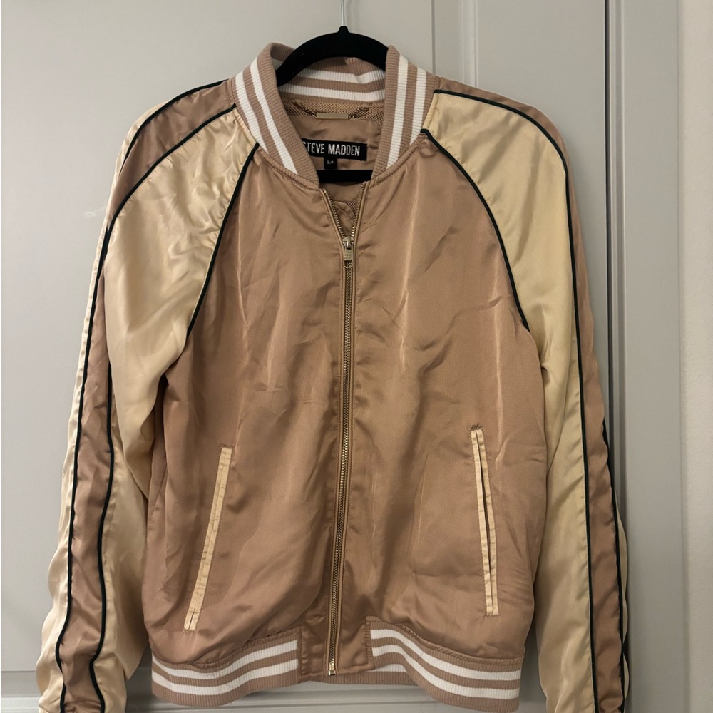Steve Madden Tan and Cream Bomber Jacket